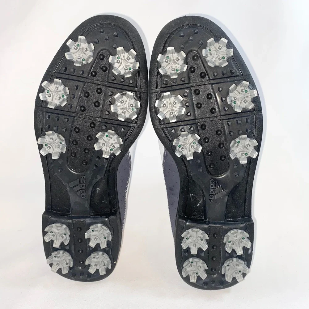 Adidas Slip On Golf Shoes White Grey Cleated Leather 679281‎ Womens Size 6